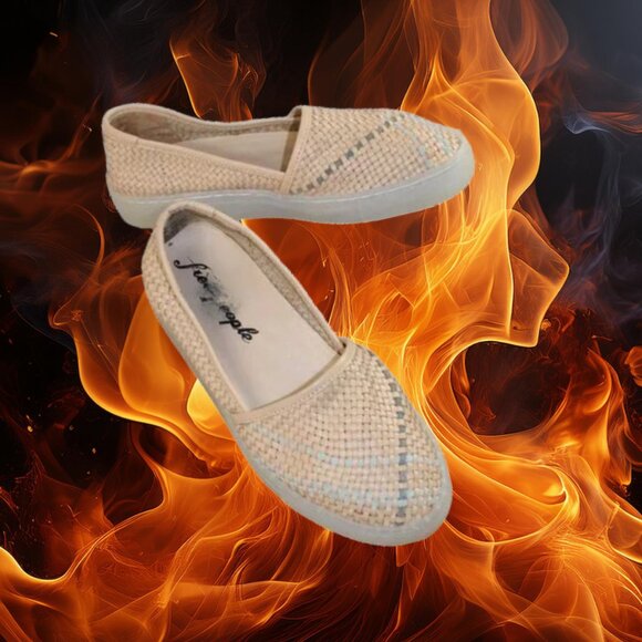 Free People Santorini Natural Combo & Gray Woven Slip-On, Size 36 (US 6) - Picture 2 of 7